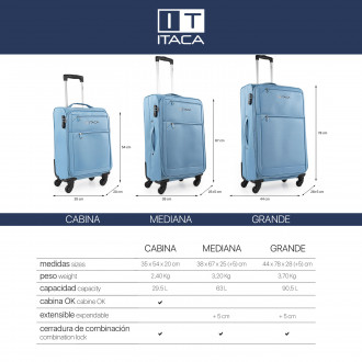 Ensemble de bagages 50/60/70Cm Itaca Tamesis