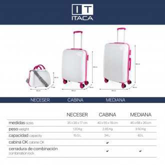 Cabin cases Stickers rigid/soft with capacity of 38 L