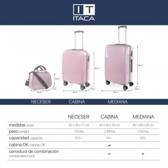 Rigid/soft Stickers cabin cases with a capacity of 40 L