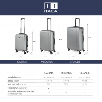 Set of 2/3 suitcases (Cabin, Medium and Large) Tiber rigida with capacity of L