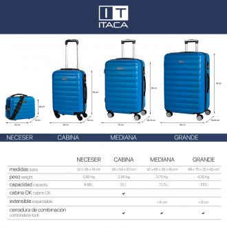 Simoa rigid medium suitcases with L capacity