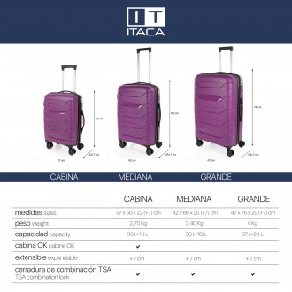 Medium luggage Moscow rigid/soft with capacity of 58 L