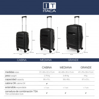 Medium luggage Moscow rigid/soft with capacity of 58 L