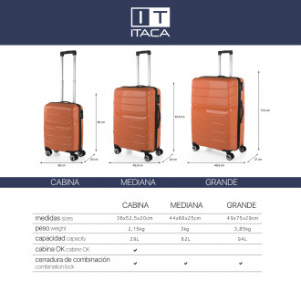 Medium luggage Bristol rigid / soft with capacity of 94 L