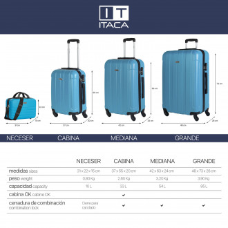 Havel rigid medium suitcases with a capacity of 58 L