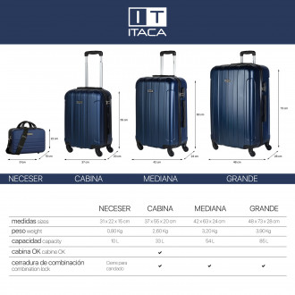 Havel rigid medium suitcases with L capacity