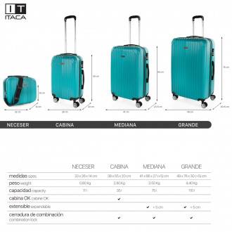 Medium Sevron rigid suitcases with L capacity