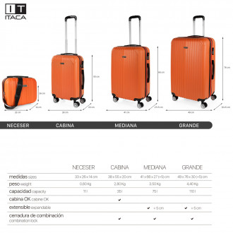 Medium Sevron rigid suitcases with L capacity