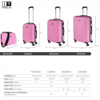 Medium Sevron rigid suitcases with L capacity