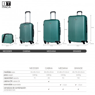 Medium Sevron rigid suitcases with capacity of 68 L