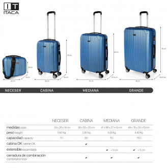 Medium Sevron rigid suitcases with capacity of 104 L