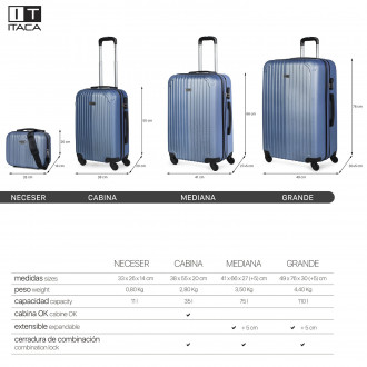 Medium Sevron rigid suitcases with capacity of 104 L