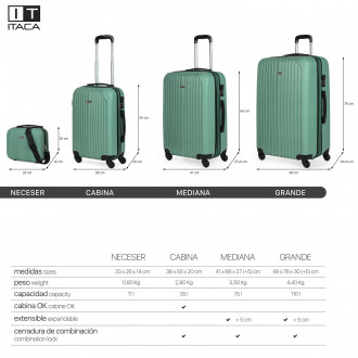 Medium Sevron rigid suitcases with capacity of 104 L