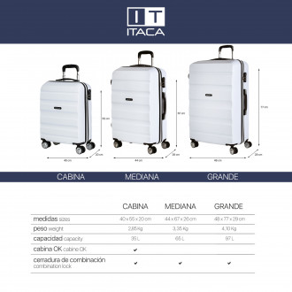 Medium Elba rigid suitcases with a capacity of 100 L