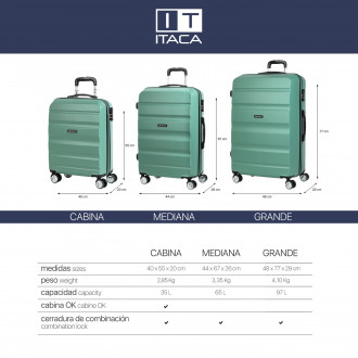 Medium Elba rigid suitcases with a capacity of 100 L