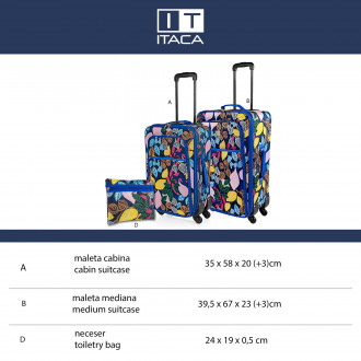 Itaca Solite 50/60Cm Suitcase and Toilet Bag Set