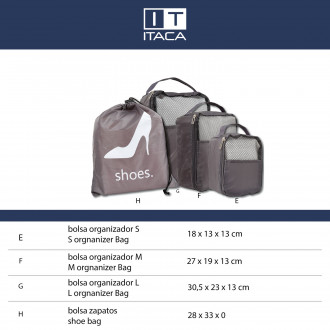 Lot de 4 sacs d organisation Itaca Solite pour femmes/hommes en polyester