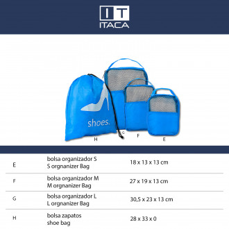 Lot de 4 sacs d organisation Itaca Solite pour femmes/hommes en polyester