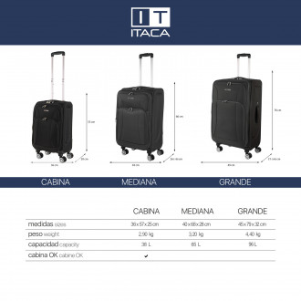 Ensemble de bagages 50/60/70Cm Itaca Bergamo