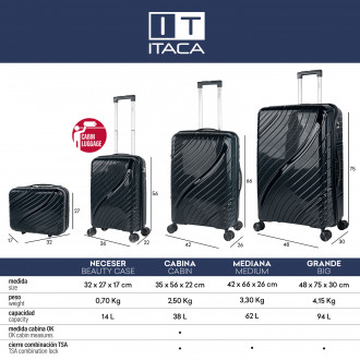 Danubio medium sized hard/soft suitcases with 94 L capacity