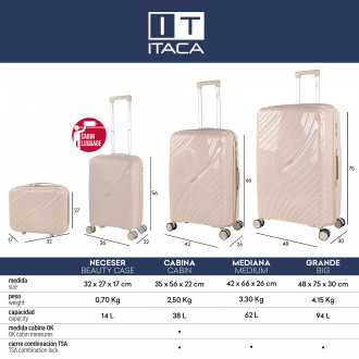 Set di 2/3 valigie (Cabin, Medium e Large) Danubio rigide/morbide con capacità di 94 L.