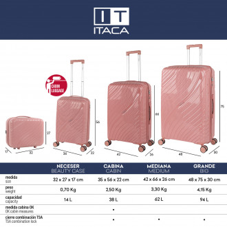 Set di 2/3 valigie (Cabin, Medium e Large) Danubio rigide/morbide con capacità di 94 L.