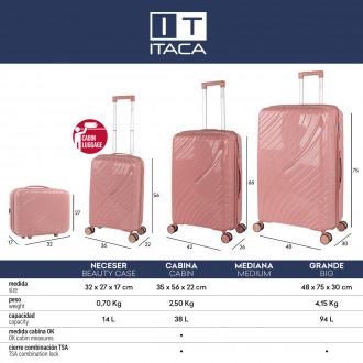 Set di 2/3 valigie (Cabin, Medium e Large) Danubio rigide/morbide con capacità di 94 L.